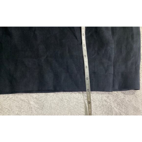 Anthropologie one shoulder linen wrap preppy dress size 16 black - Picture 9 of 11